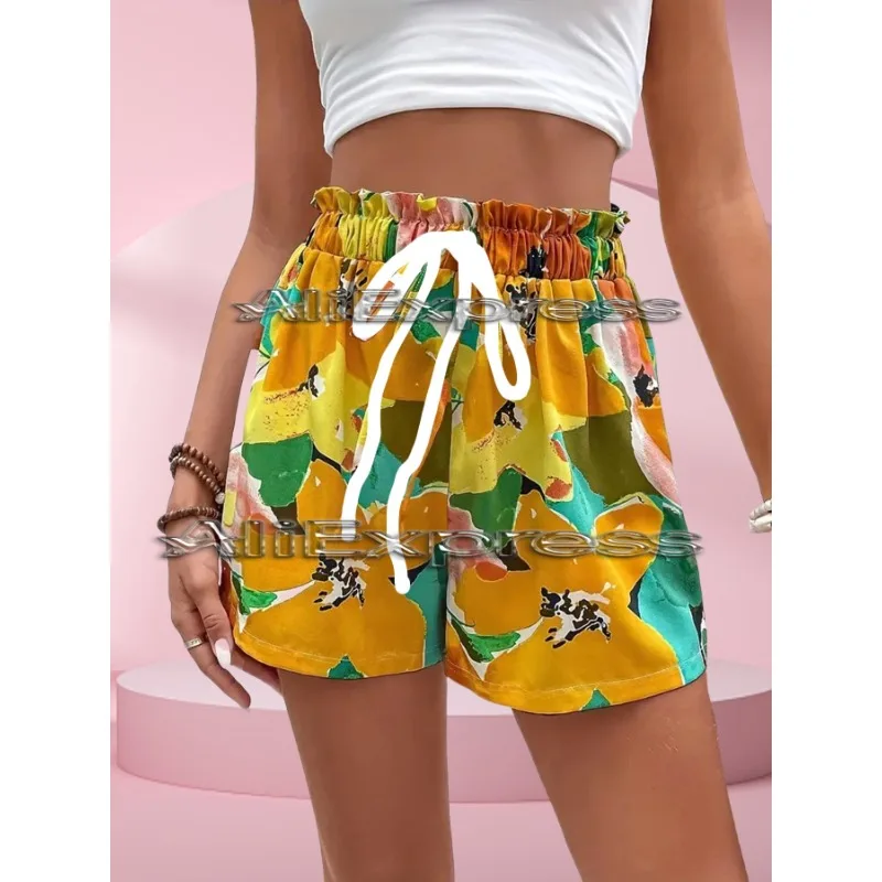 

Holiday Beach woman tropical print shirt waist shorts ,moto shorts