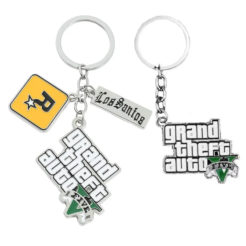 Personalized Letter Grand Theft Auto Driver Metal Car Keychain Man Bag Pendant Car Key Ring Creative Birthday Gift