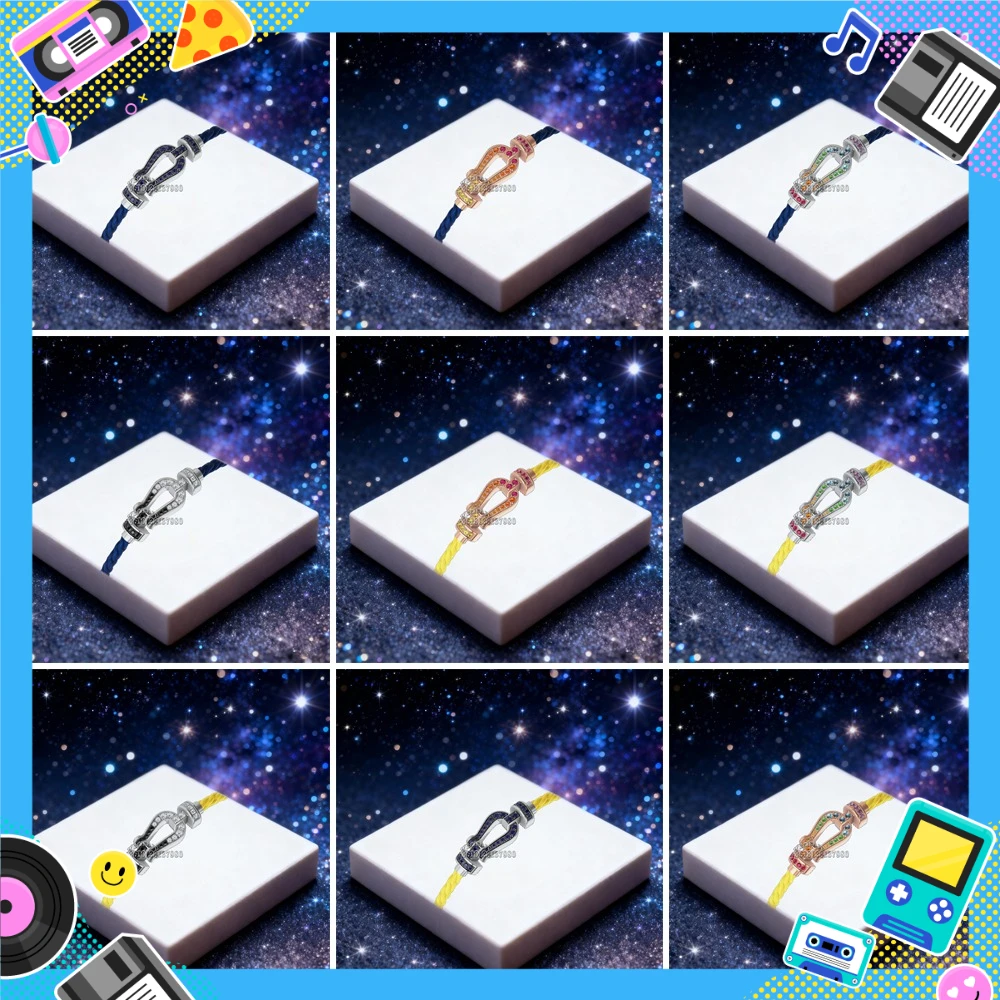 

KUXM New 925 Silver Size-M Yellow Blue Nylon Colorful Zircon Bracelet female Daily Wear Party Gifts Luxurious Couple Jewelry