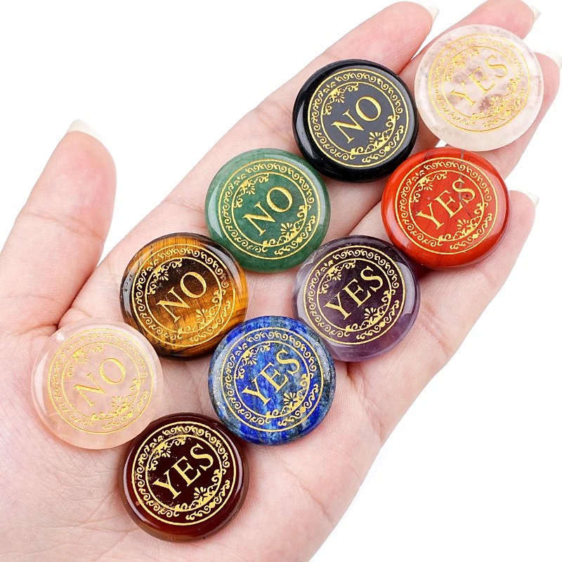 1PC Natural Crystal Runes Signs Round Stone Runic Alphabets Letters Sacred Symbol Healing Gem Energy Amulet Reiki 25mm