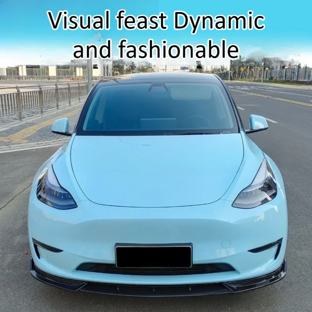 For Tesla Model Y Three Stages Painted Front Shovel Bumper Lips Modification Upgrade Premium Car Body Kit Spoiler Tuning Styling