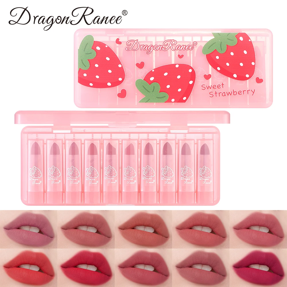 Ten-Piece Lipstick Set, Velvet Matte Finish, Silky and Delicate Finish, Long-Lasting, Waterproof, Enhances Complexion, Lipstick Set