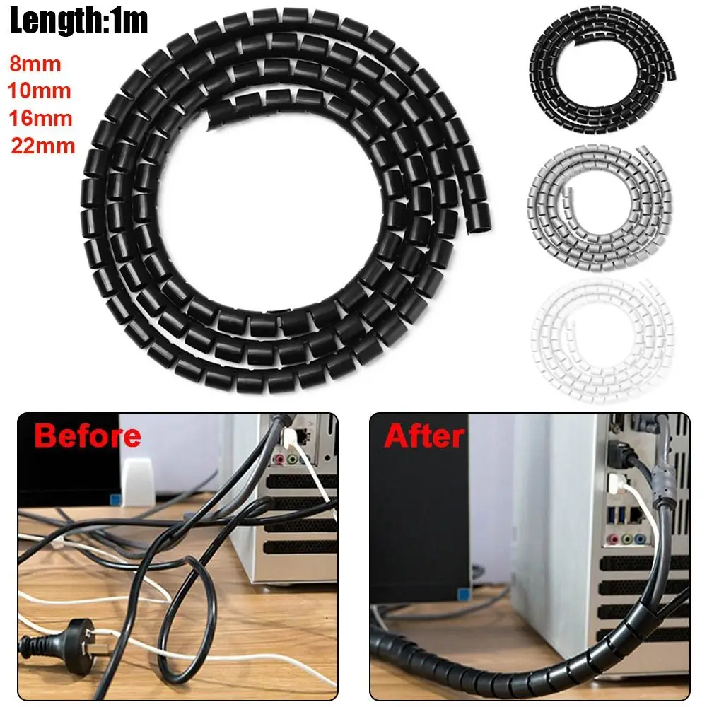 New 8/10/16/22mm Wire Protector Flexible Spiral Tube Line Organizer Cable Sleeve Cover