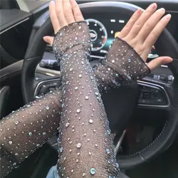 Sweet Sun Protection Crystal Arm Sleeves Mesh Long Sleeves Ice Silk Sleeve Breathable Hand Sleeves Summer Arm Sleeves For Women