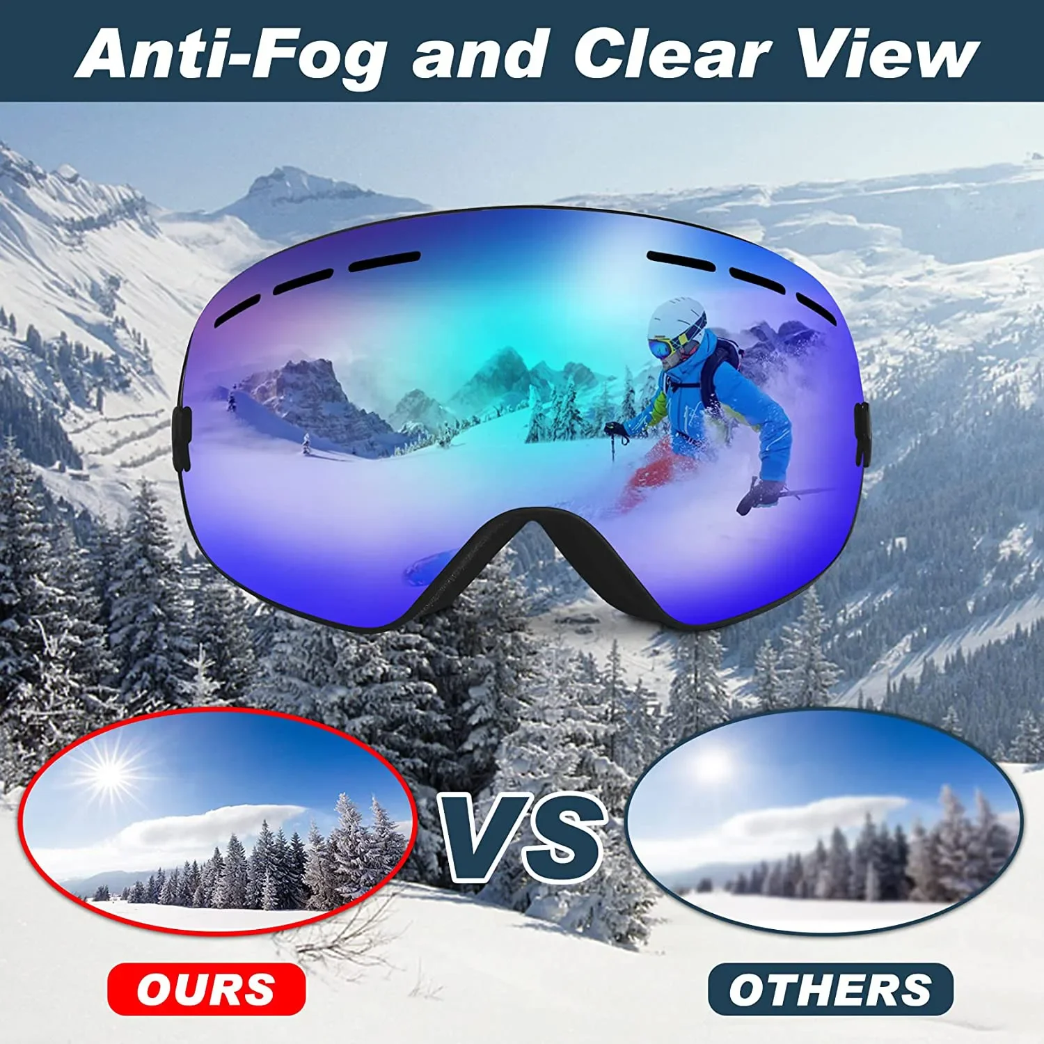 X-TIGER Ski Goggles Double Layers Anti-fog Set Snowboard Snow Goggles Snowmobile Glasses Eyewear Night Vision Sport Ski Goggles