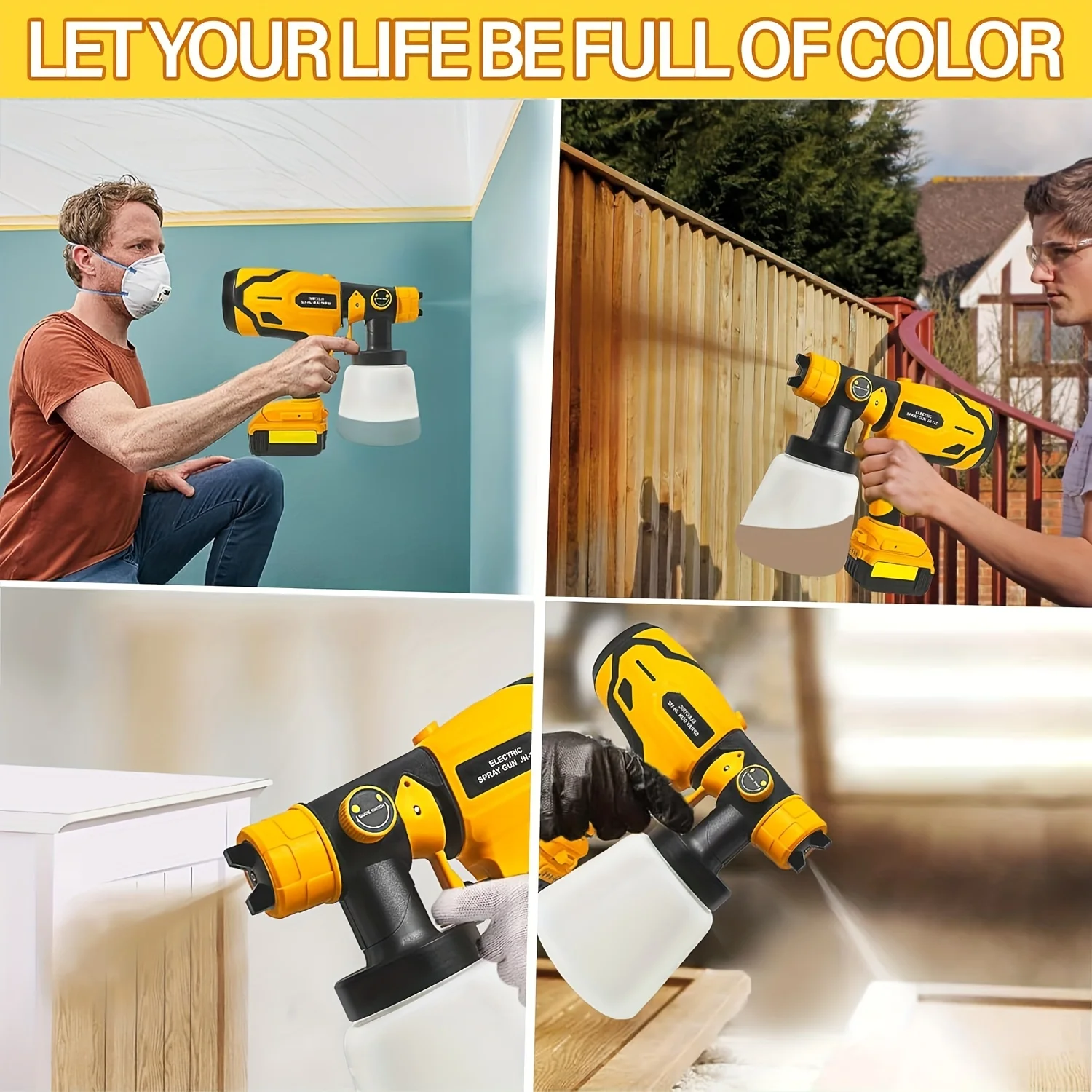 1 Set Paint Sprayer For DEWALT 20V Battery, Cordless HVLP Paint Sprayers For Fence, Furniture, Cabinets, Walls, No Battery