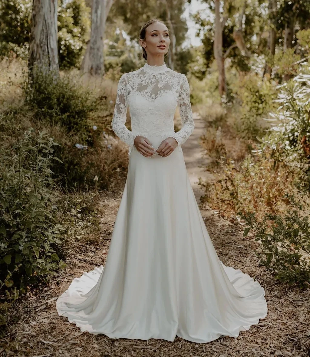 Abiti da sposa Boho a-line maniche lunghe Appliques abito da sposa bohémien abiti da sposa Vestidos De Novia