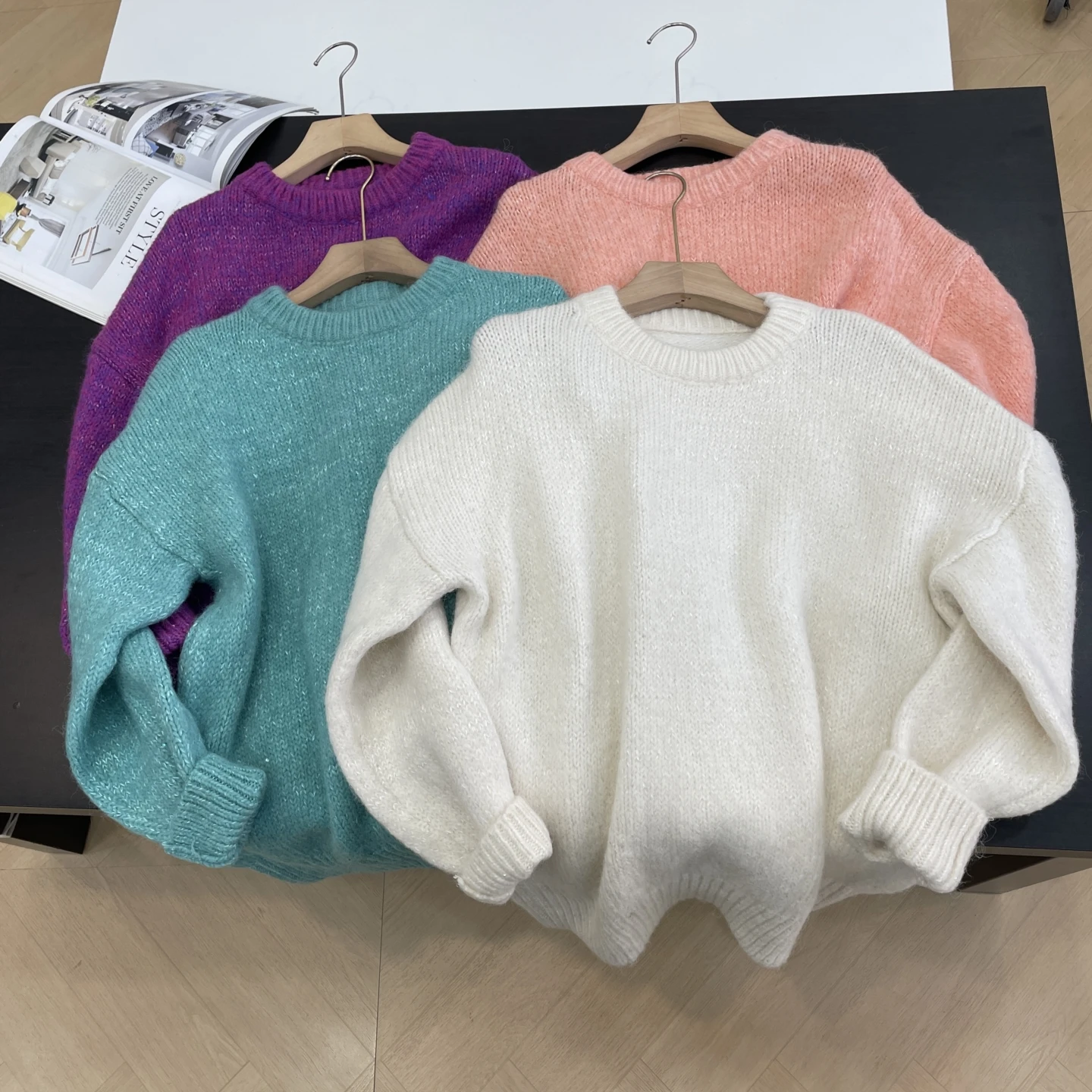 

Autumn Winter Loose Fit Faionable Pure Color Versatile Lazy Sle Long Sve Sweater Comfortable Breathable Soft Material