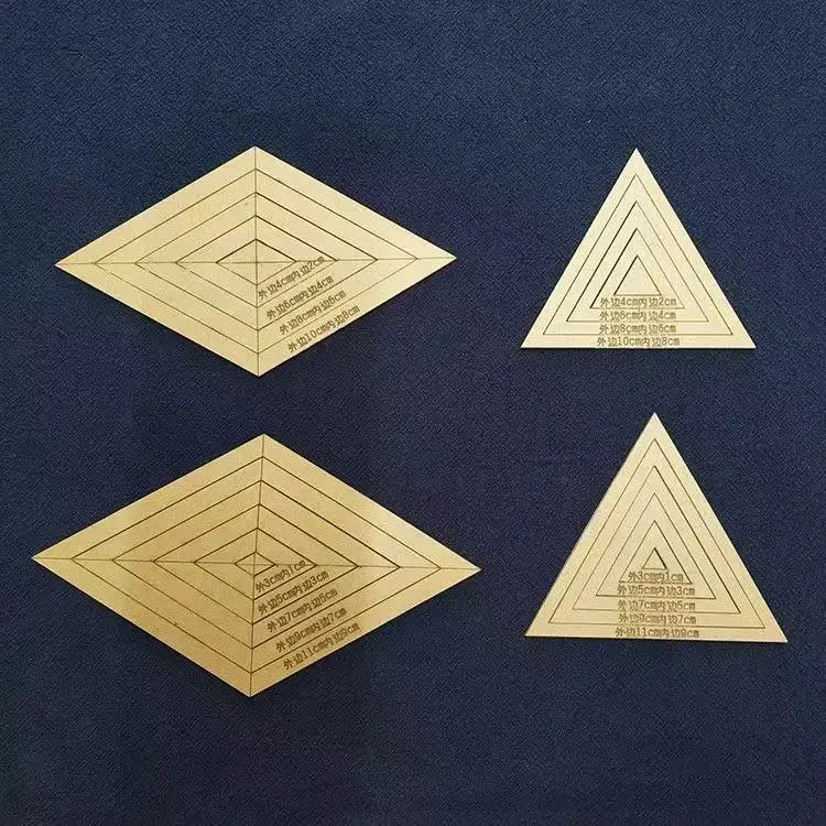 2Pcs Acrylic Rhombus Square Quilting Template Multi Size Cutting Guide, Geometric Stencil for Clay Jewelry Sewing Craft