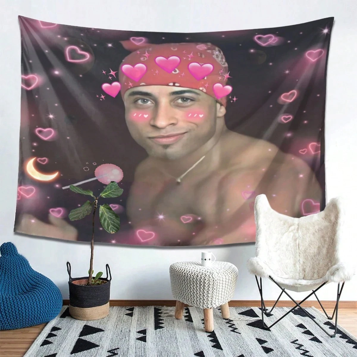 Stylish Striped Muscle Figure Tapestry, Art Wall Hanging for Living Room Sofa Background & Dorm Decor