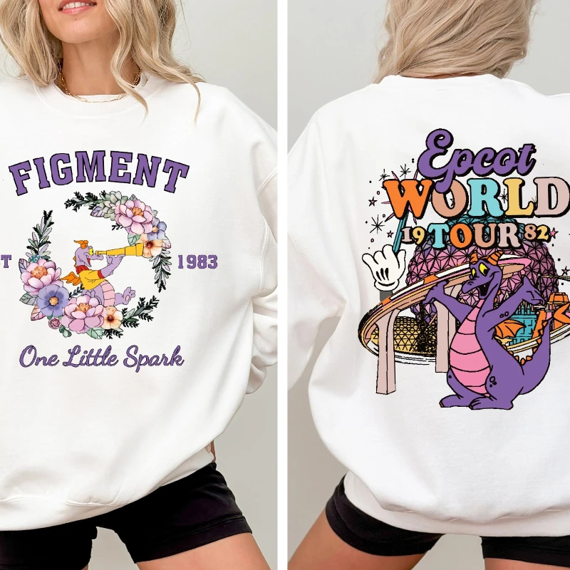Disney Figment One: Little Spark Nouvelle collection automne et hiver pour femmes, vêtements de rue décontractés à la mode pour hommes et femmes