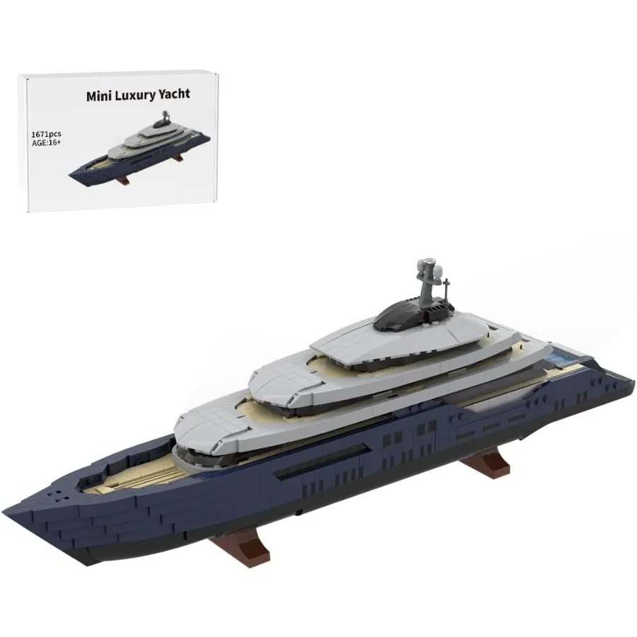

Mini Luxury Yacht Building Block Set 1 200 Scale MOC Luxury Yacht Cruise Ship Collectible Display Set for Adults Construction M