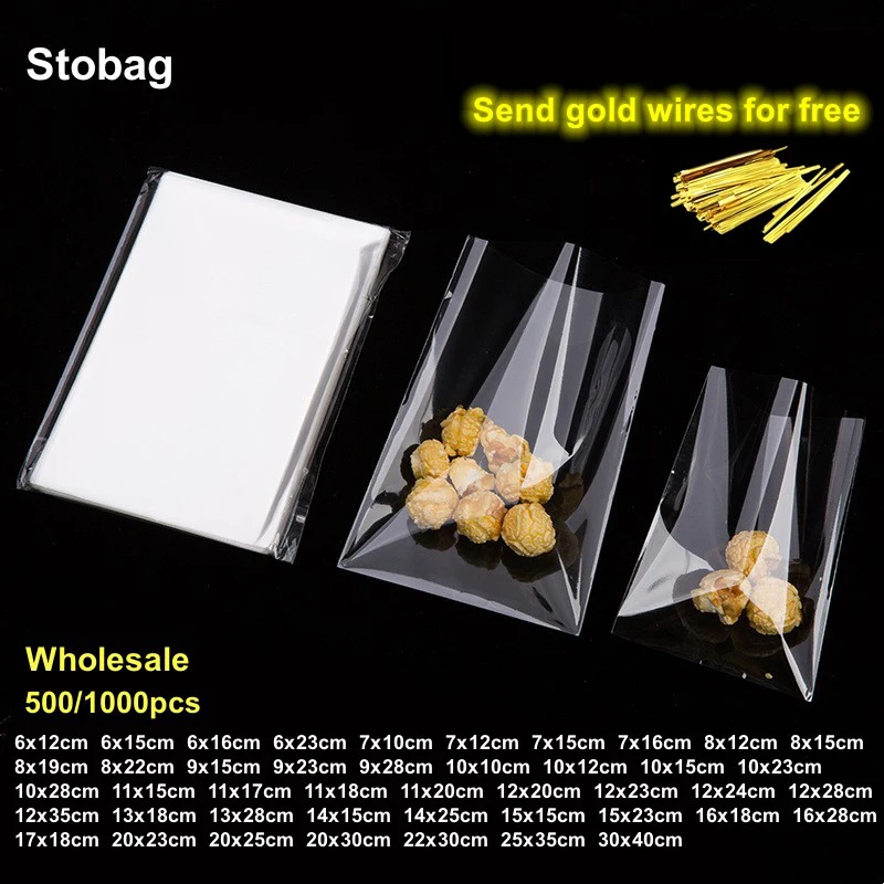 

StoBag Wholesale Cellophane Top Open Bag Transparent Candy Cookies Gift Packaging Clear Pouch Party Favor Wedding Birthday