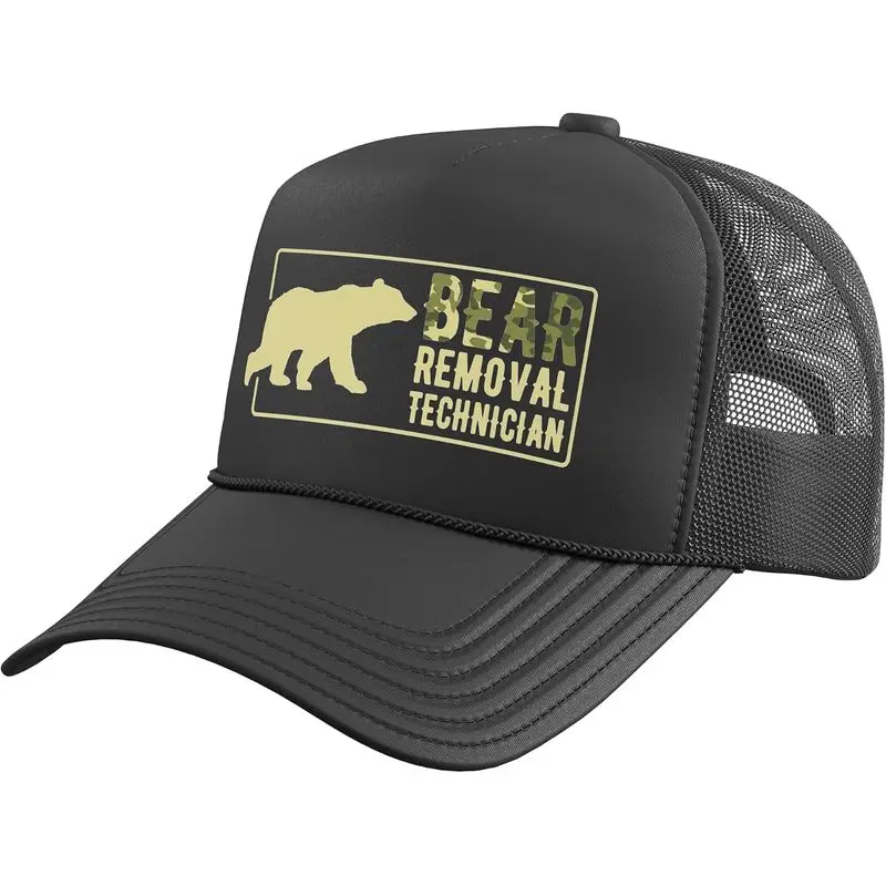 Camo Bear Removal Technician Bear Hunting Wild Animal Hunter Trucker Hat with Adjustable Mesh Back