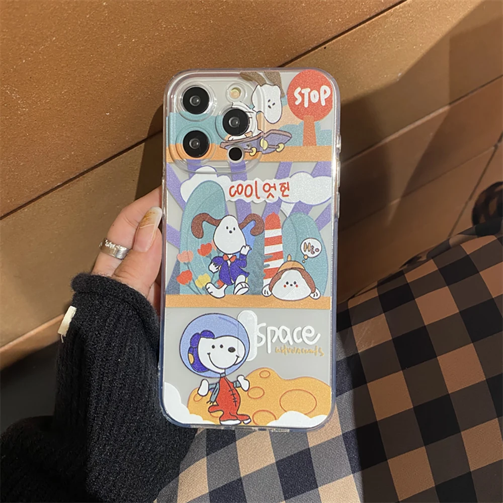 Cartoon Snoopies for Magsafe Magnetic Bracket Phone Case for IPhone 16 15 14 13 12 11 Pro Max Plus Anti-fall Clear Back Cover