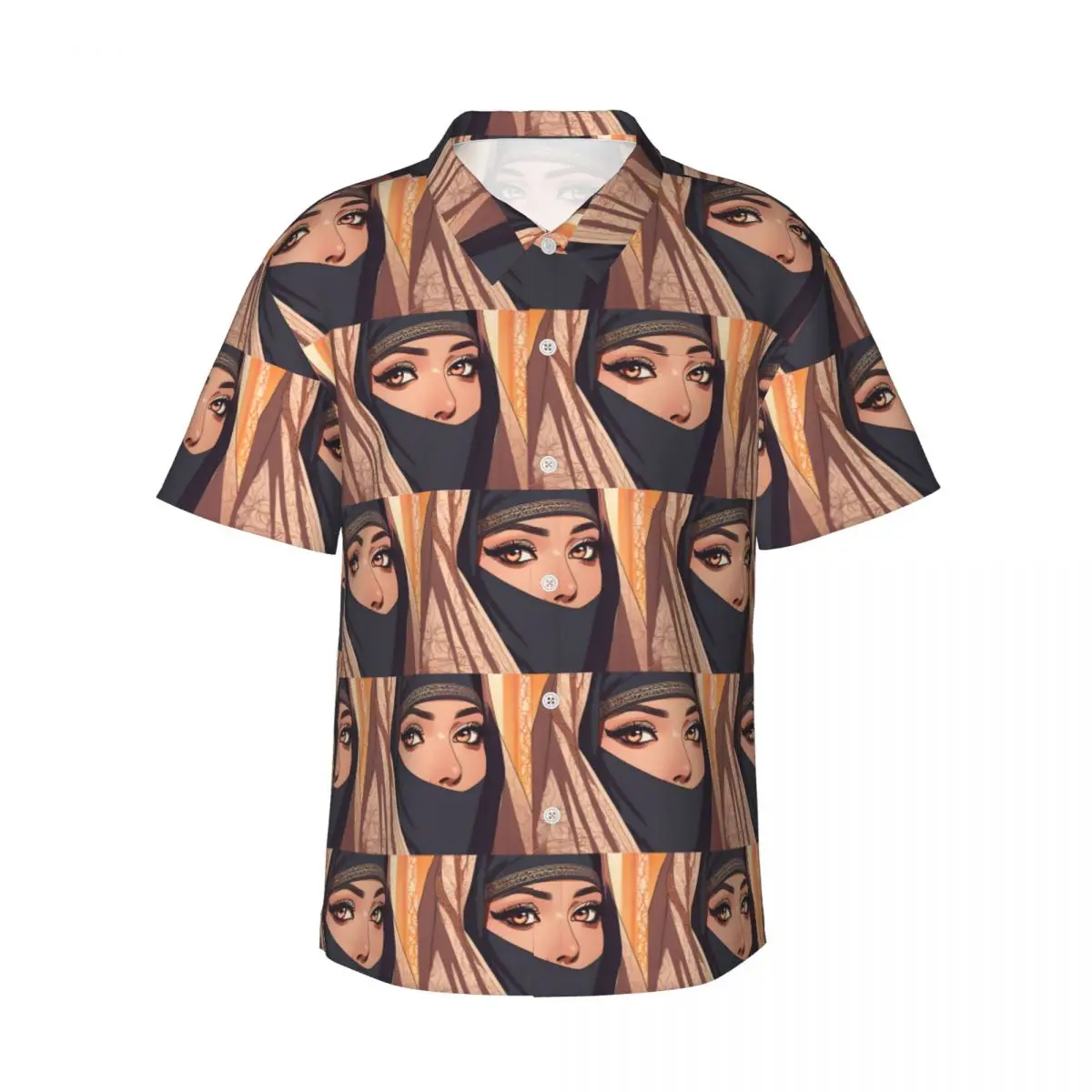 Saudi Women Men's Shirts Hawaiian Short Sleeve Shirt Funny Button Tops for Summer Beach