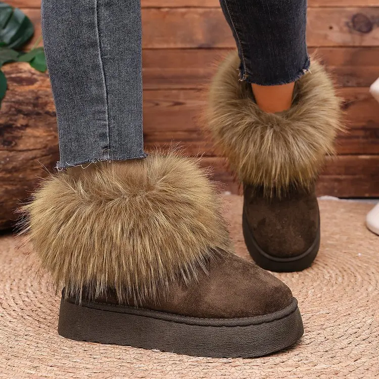 Neue Übergrößen-Winterstiefel für Damen Retro-Wildleder Lässige Dicksohlige Baumwollschuhe – Detail 4