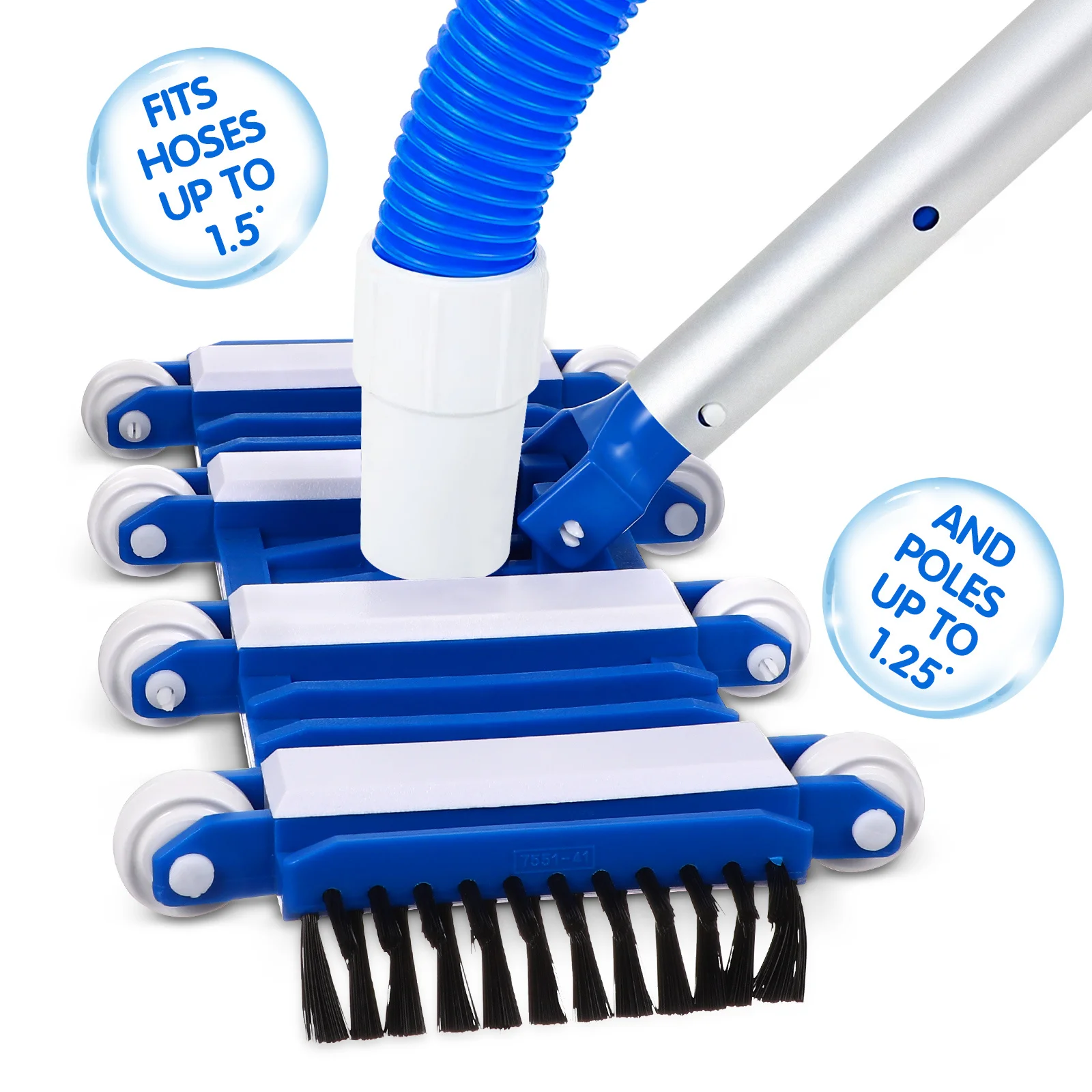 

Swimming Pool Vacuum Head Professional Manual Cleaning Accessory with Wheels for Debris Leaves Removal Fits Standard Telescopic