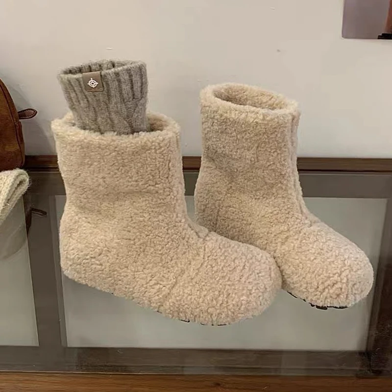 الفراء الثلوج حذاء من الجلد النساء الشقق موضة عادية أحذية رياضية 2025 العلامة التجارية الجديدة فستان أحذية قطنية دافئة المشي دافئ Mujer Zapatos #4