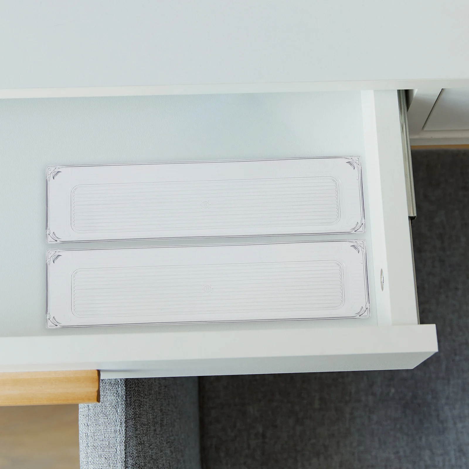 

2Pcs Clear Plastic Drawer Organizer Storage Box for Makeup Cosmetics Lipstick Pen Large Capacity Bathroom Vanity Desk Organizer