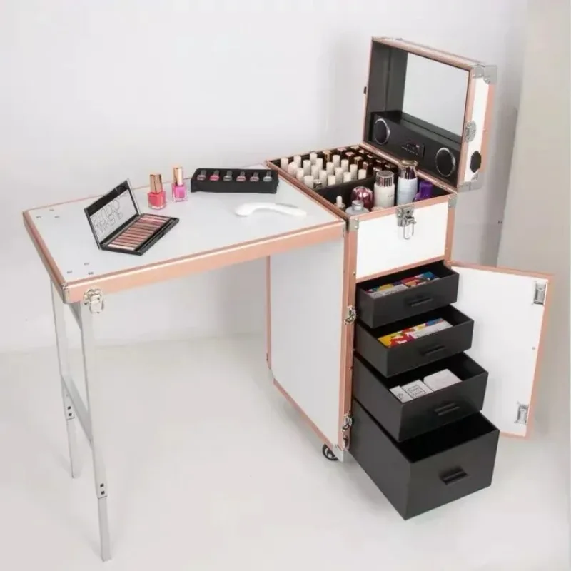 Manicure Table Cosmetic Workstation Folding Carrying Case Portable Manicure Table