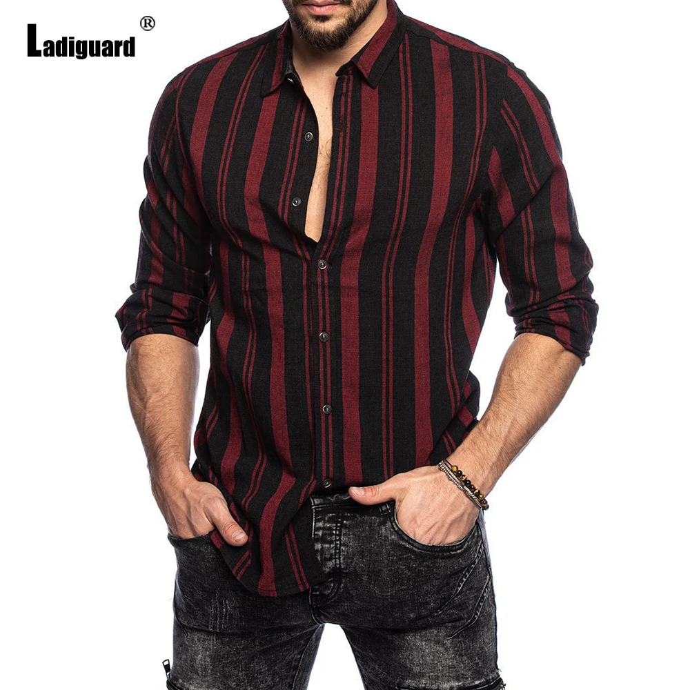 

2023 Men Long Sleeves Casual Retro Blouse Europe America Fashion Stripe Party Shirts Masculina Camisa Top blusas Male Streetwear