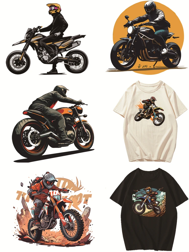 Europe Dirt bike design transferts à repasser pour vêtements patchs thermoadhésifs impression pour vêtements bricolage T-shirt décoration