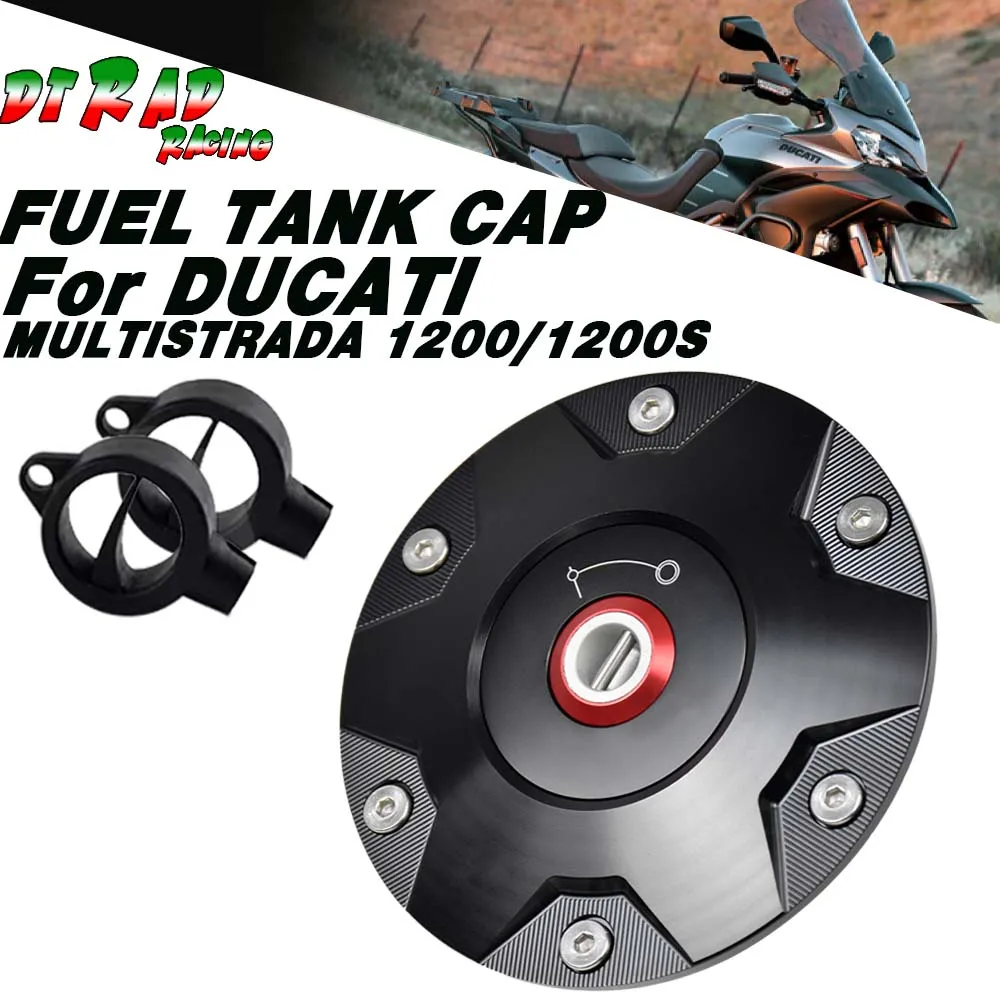 

For DUCATI MULTISTRADA 1200/S 2010-2017 Aluminium Fuel Tank Cap Motorcycle Gasoline Key Plug Locking Airbox Cover Accessories