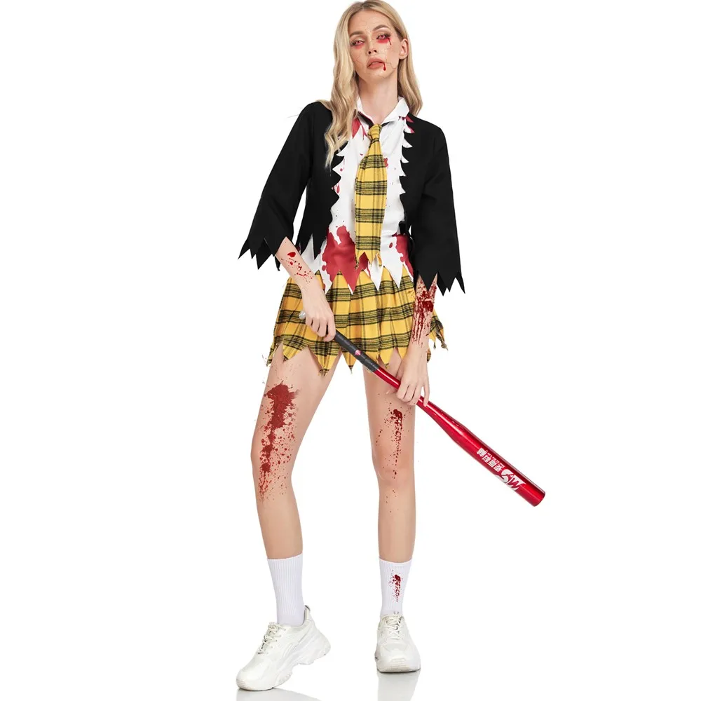 

Halloween Day of the Dead Horror Bloody Mary Cemetery Student Cosplay Costume Masquerade Scary Zombie Vampire Uniform