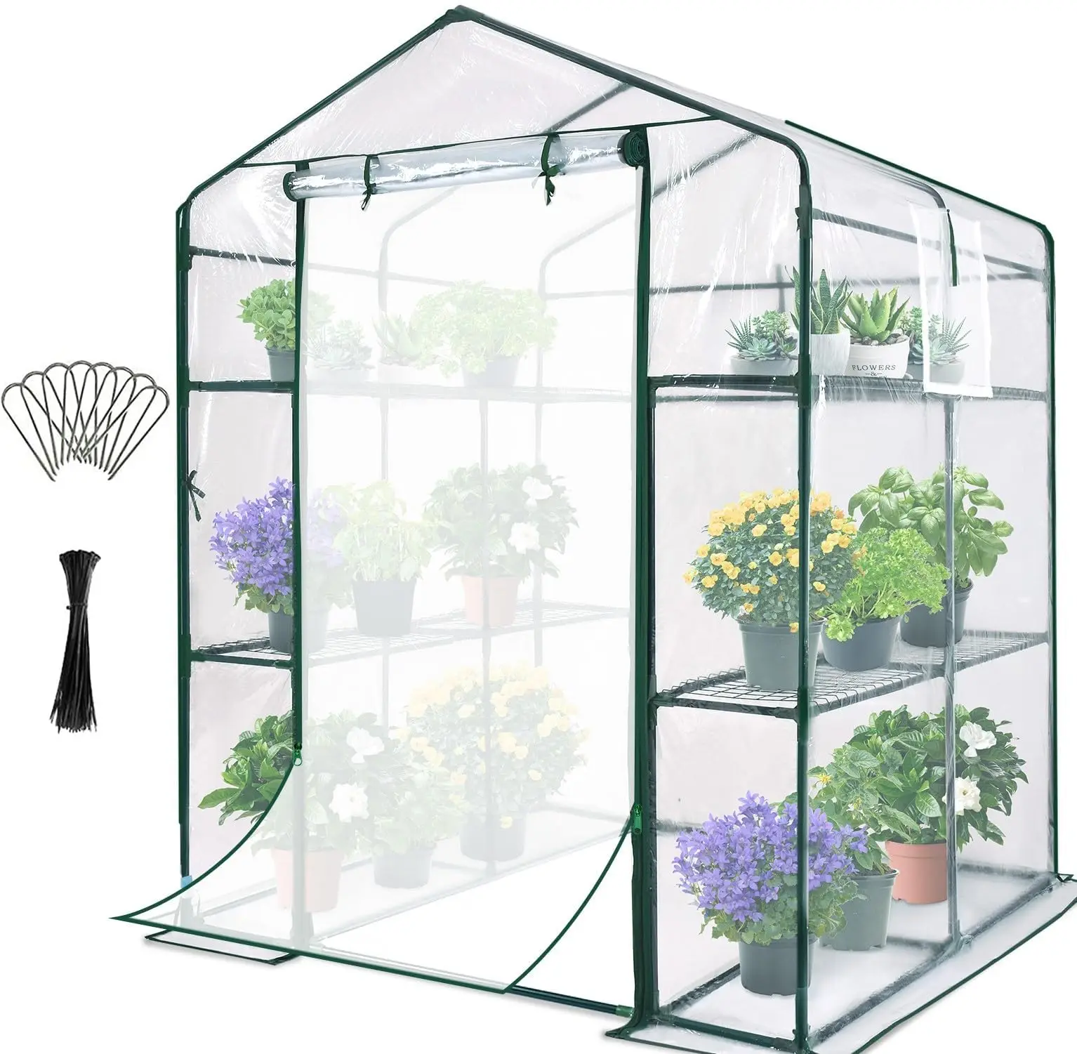 

TAK Greenhouse Walk-in Planting Garden Greenhouse For Winter Indoor Outdoor Included Clear PVC Cover Garden Greenhouse