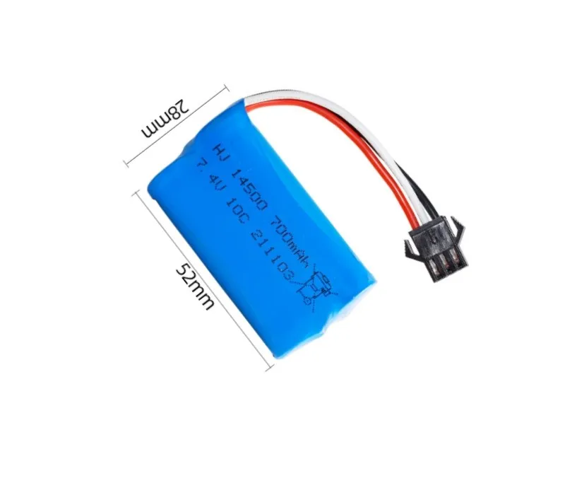 14500 7.4V 700mAh Li-ion Battery SM3P/USB For R/C stunt Cars Spare parts R/C Car Model Water Gel Gun Blaster toys accessories