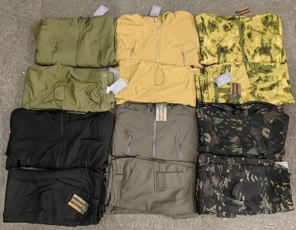 5XL لينة قذيفة الخريف والشتاء أفخم سميكة تكتيكات تسلق الجبال التدريب الدفء مقاوم للماء يندبروف تهمة البدلة
