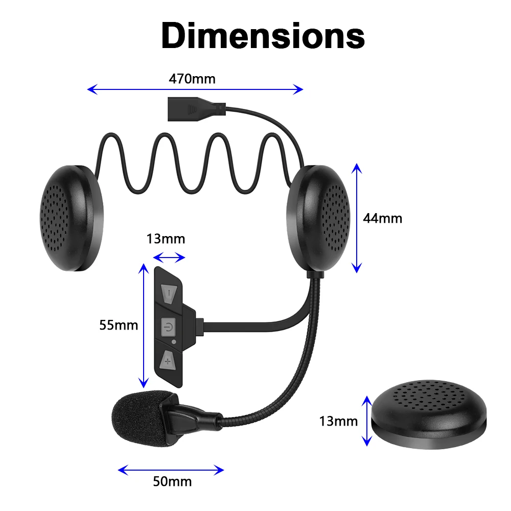 Bluetooth 5.2 Motorcycle Helmet Headset Wireless Handsfree Stereo Music Player With Mic Moto Headphone for Rider Earphone