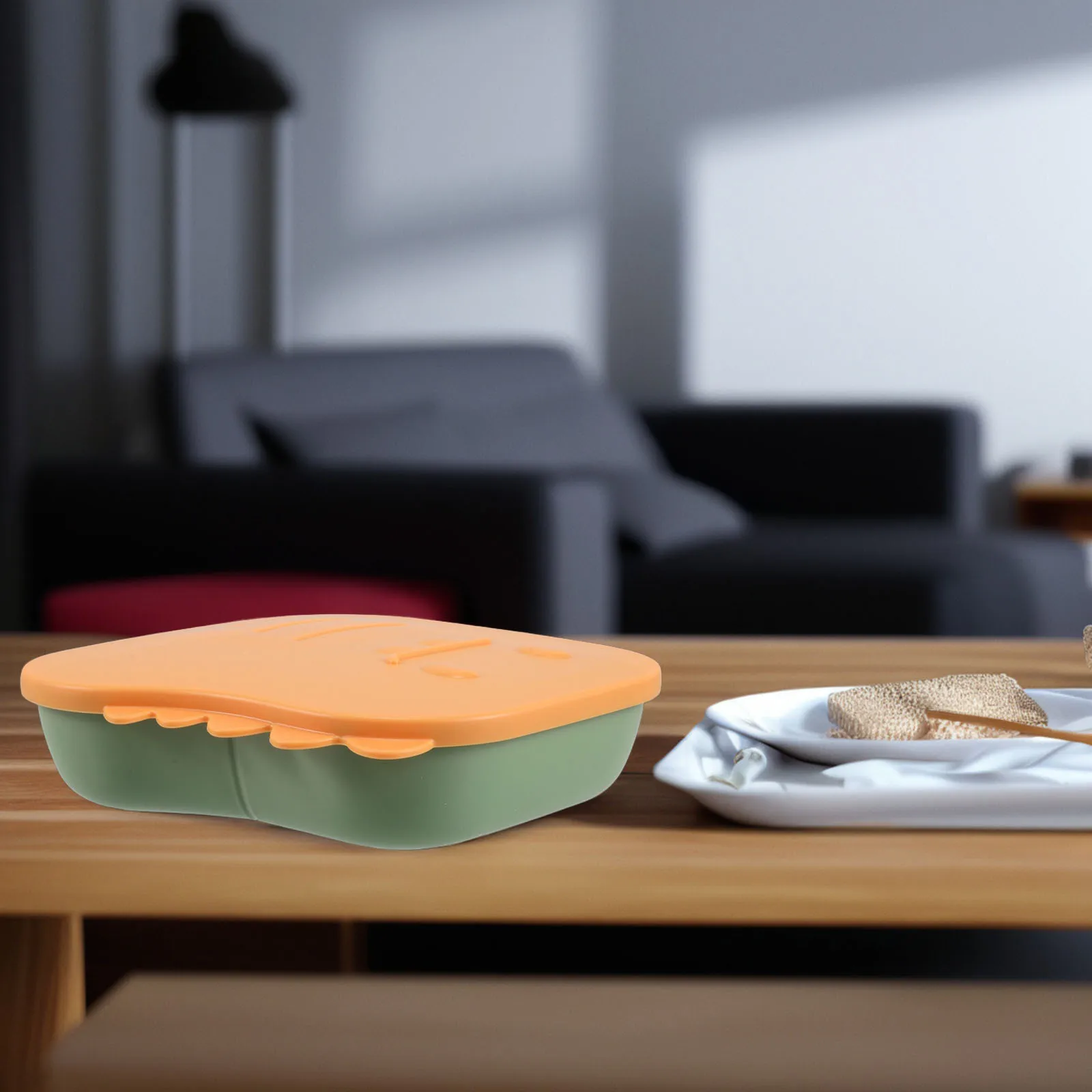 أطباق مقسمة للأطفال بتصميم حيوانات كرتونية، قاعدة شفط غير قابلة للكسر وقابلة لإعادة الاستخدام، مجموعة أواني طعام للأطفال الصغار باللون البرتقالي #3