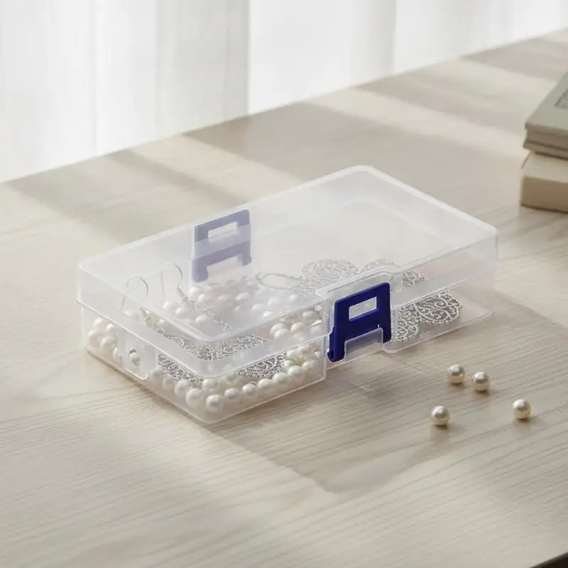 Clear Square Plastic Storage Box Stackable Lid Design Organizer for Jewelry Beads Fishing Gear Art Supplies Craft Studio Use