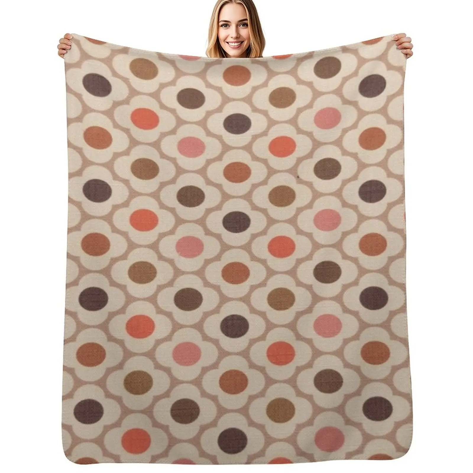 orla kiely spot flower, orla kiely abstract mini spots flowers design Throw Blanket Compact Warm Blanket for Car Road Trip
