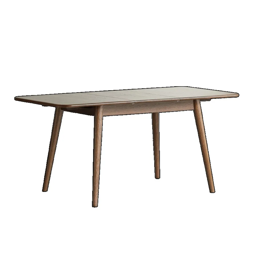

Walnut color solid oak round corner diagonal leg telescopic table 1.21.6m for 68 people to meet Dining table wood Walnut color