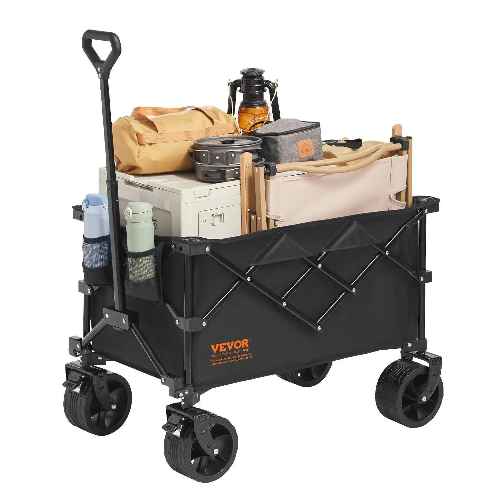 Collapsible Folding Wagon, 220 L Beach Wagon Cart with All-Terrain Wheels