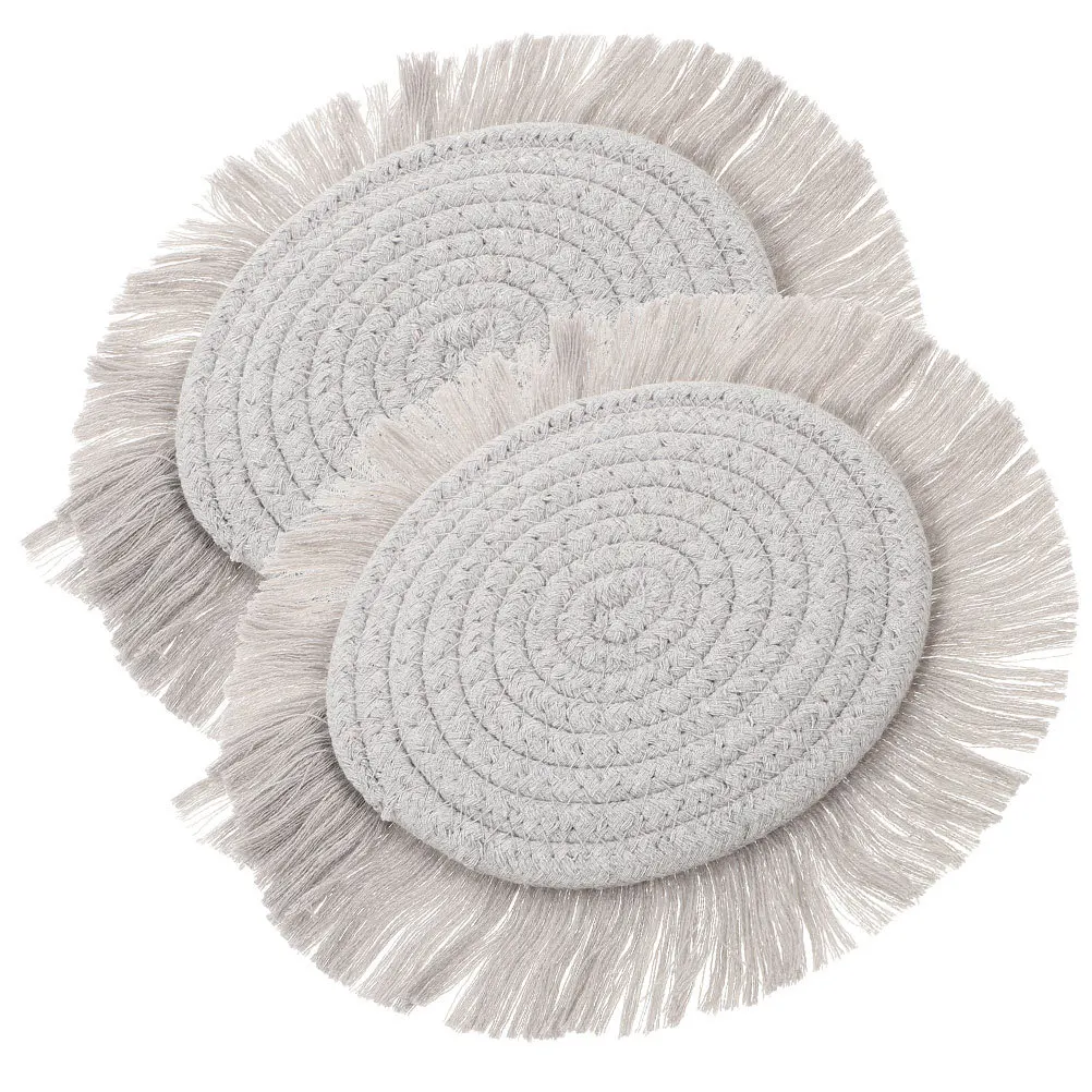 2 قطعة المفارش القطن المنسوجة الحرارة معزول كوستر مجموعة للأكواب الأواني مكافحة تحرق حماية الجدول تصميم تحديد الموقع المستديرة