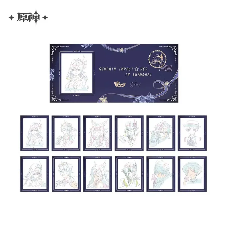 miHoYo Game Official Genshin Impact Columbina Wanderer Tartaglia Drawing Film Ticket Stub Set Anime Prop Cosplay Halloween Gifts