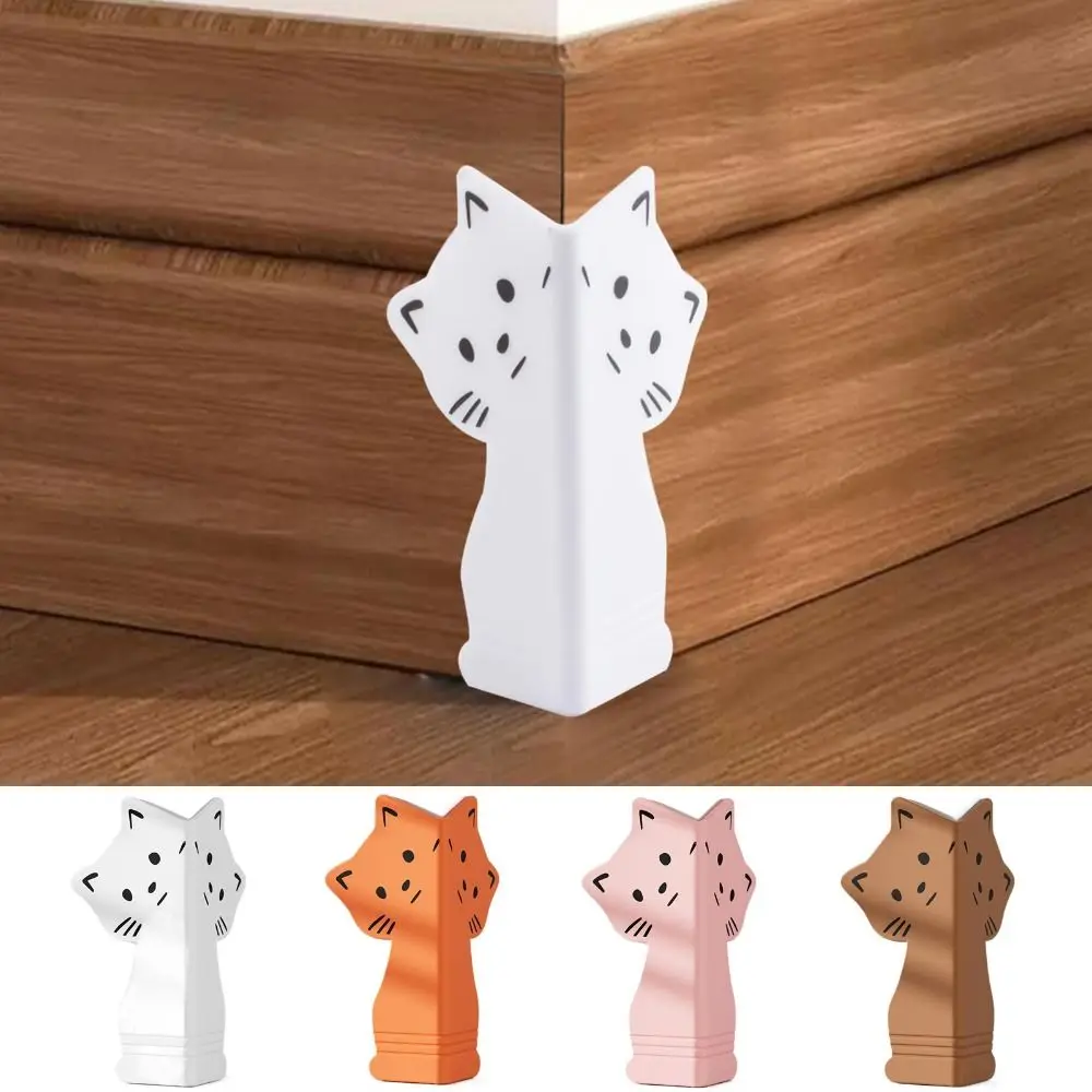 Cute Cartoon Cat Shape Skirting Protect Strip Self Adhesive Silicone Collision Pad Soft Baby Safety Wall Corner Protector