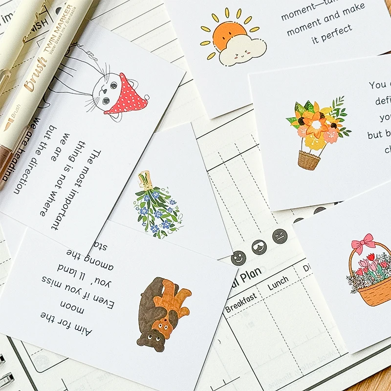90sheets/bag Material Card Colorful Pattern English Motivational Card Message Cards Scrapbooks Supplies Incentives Message Paper