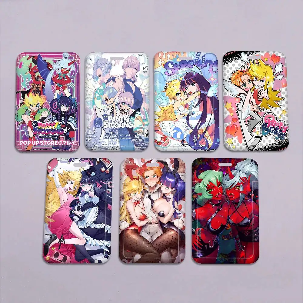 

Держатель для карт в стиле аниме Panty & Stocking, бейдж-держатель, чехол для кредитных карт, шейный ремешок, держатель для пропусков, подарок