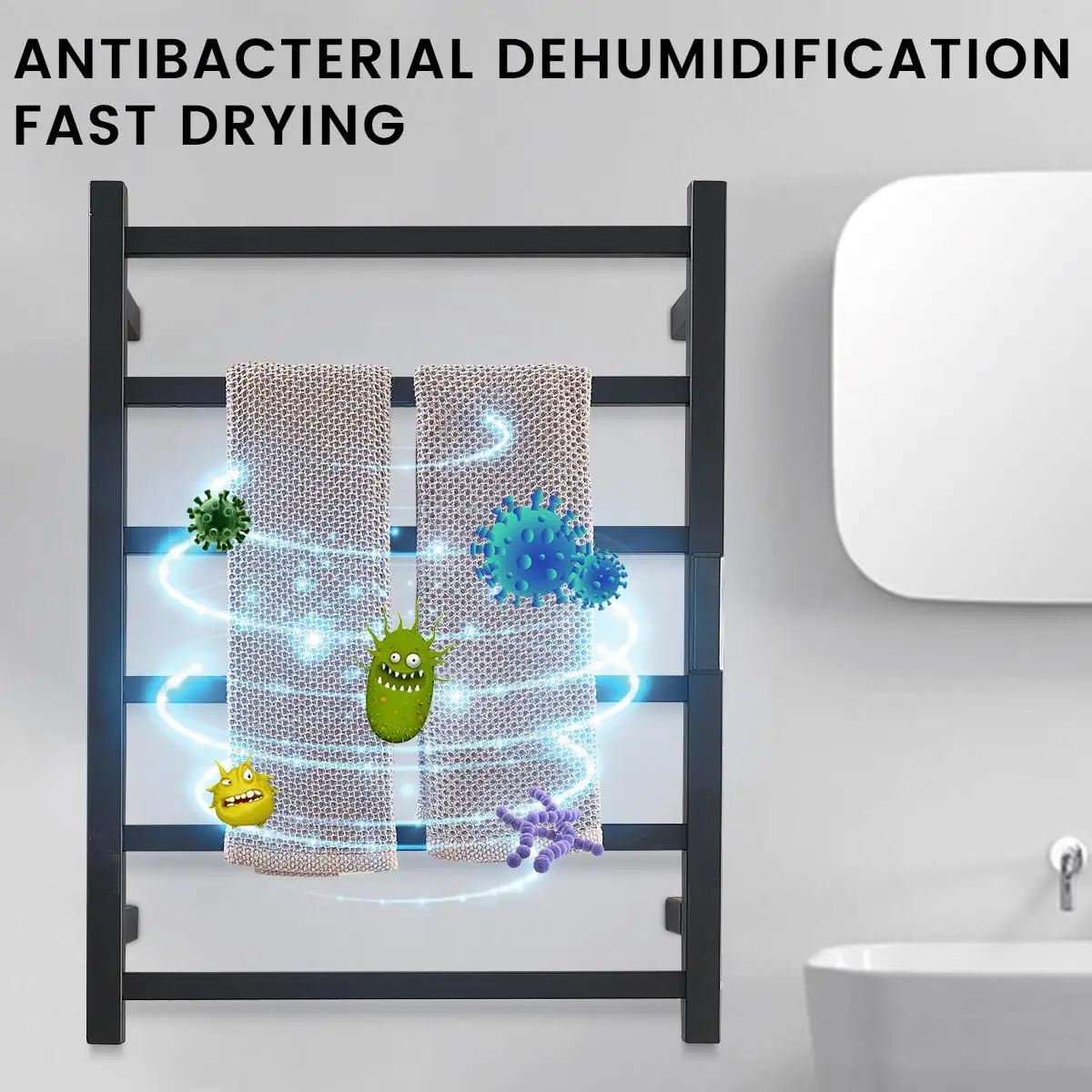 Electric Towel Warmer Stainless Steel Bathroom Equipment Towel Drying Rack Hidden Wire Temperature&Time Control Smart Home