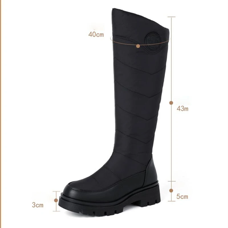 SIMLOVEYO جديد أحذية الثلوج جولة تو 5 سنتيمتر كعب سميك الانزلاق على مقاوم للماء في الهواء الطلق الركبة عالية بوتا أحجام كبيرة 42-43 الشتاء الأحذية بيع