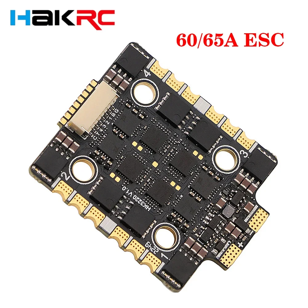 

HAKRC 32BIT 60/65A AT4G_Multi_32.9 4in1 Brushless ESC DShot 150/300/600 PWM / Oneshot 125 20x20mm for RC FPV Racing Drone