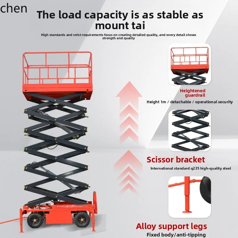 HTT Hydraulic Lifting Platform Electric Scissor Lift Mobile Small Lift Machine