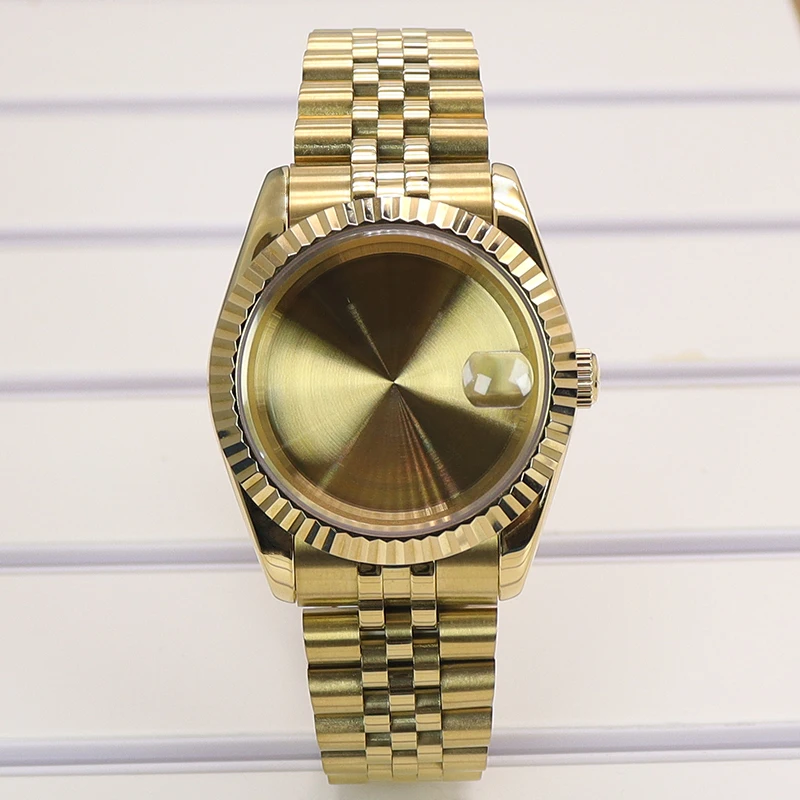 Fluted 36mm/39mm Luxury Watch Case Sapphire For Datejust NH35 4R NH36 NH38 Miyota8215 Movement 28.5mm Dial Sliding Lock Bracelet