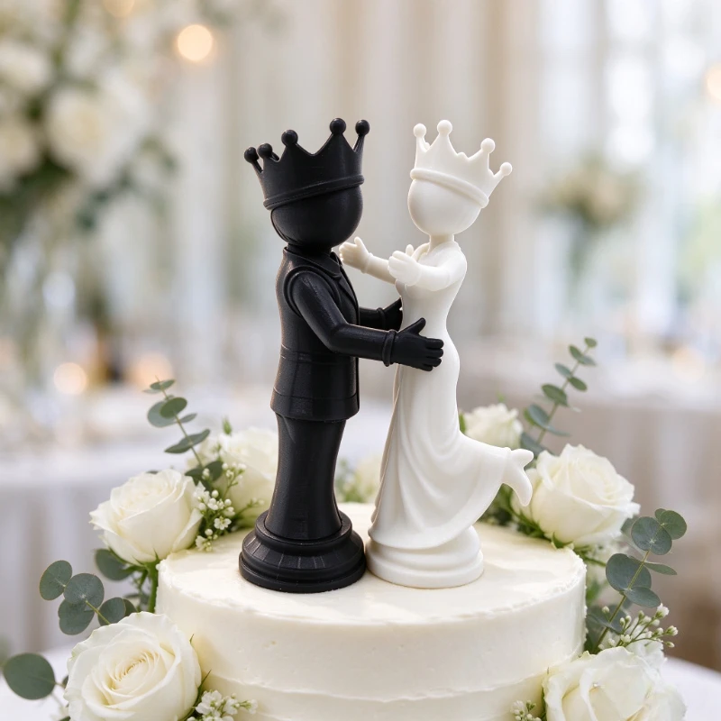 3D Printed Chess King And Queen Statue Creative Home Decor Desktop Ornaments Couple Anniversary Gift Funny Mini Statue