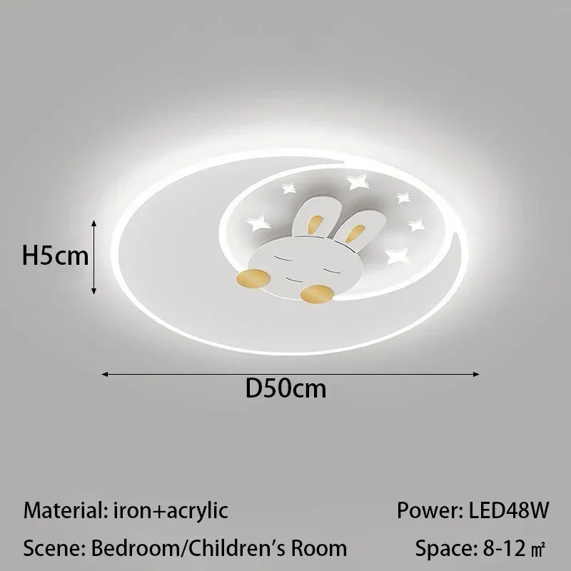 SANDYHA Nordic LED Ceiling Light Kids Room Cartoon Elephant Rabbit Design Cozy Bedroom Illumination Creative Home Decor